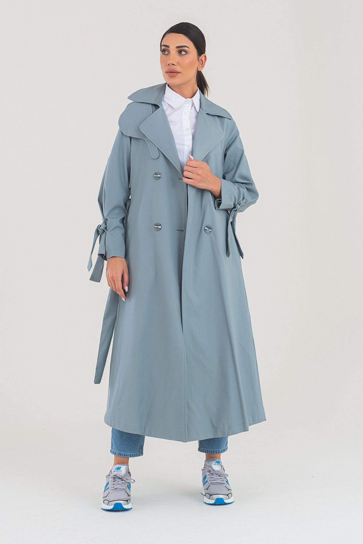 Trençkot Oversize Astarlı Geniş Kesim Parrot