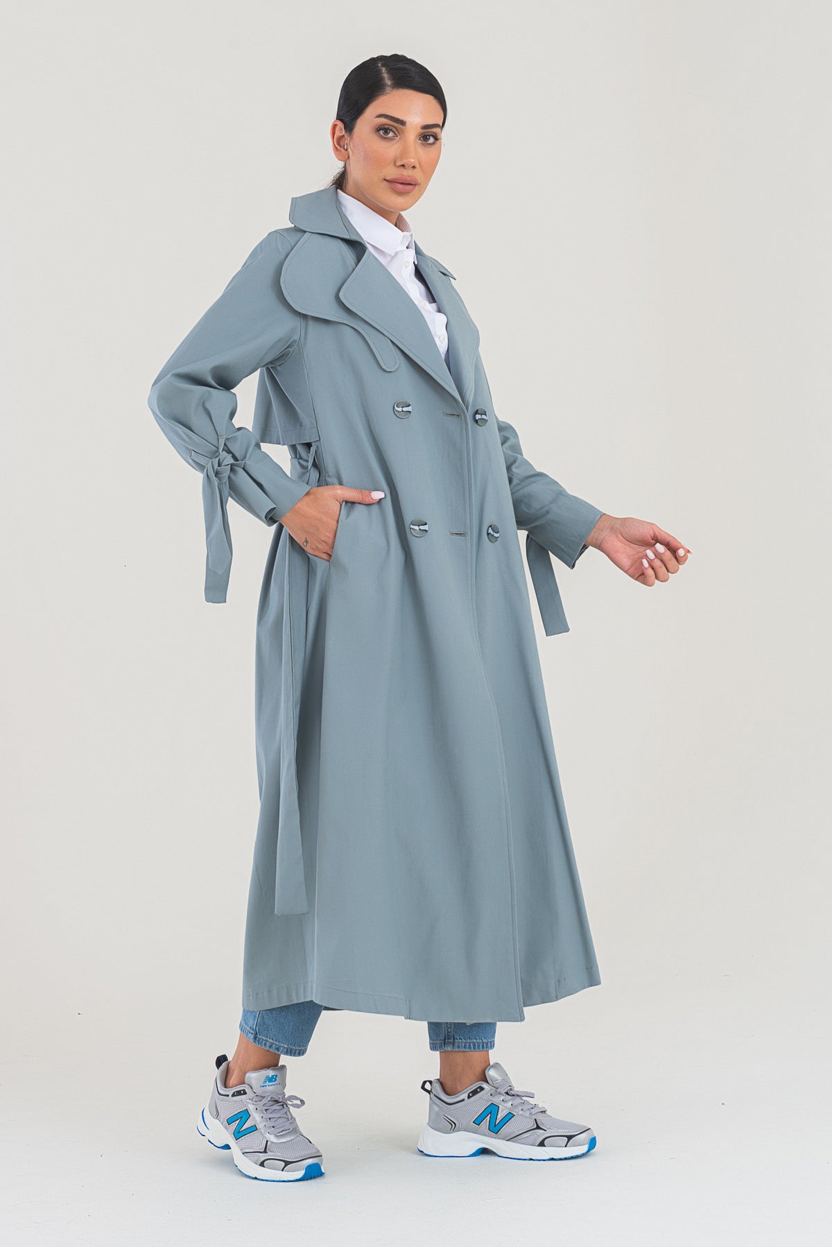 Trençkot Oversize Astarlı Geniş Kesim Parrot