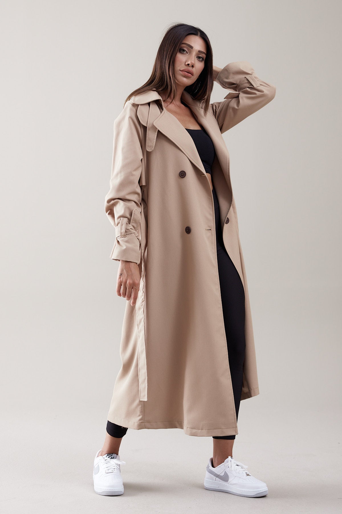 Trençkot Oversize Astarlı Geniş Kesim Parrot