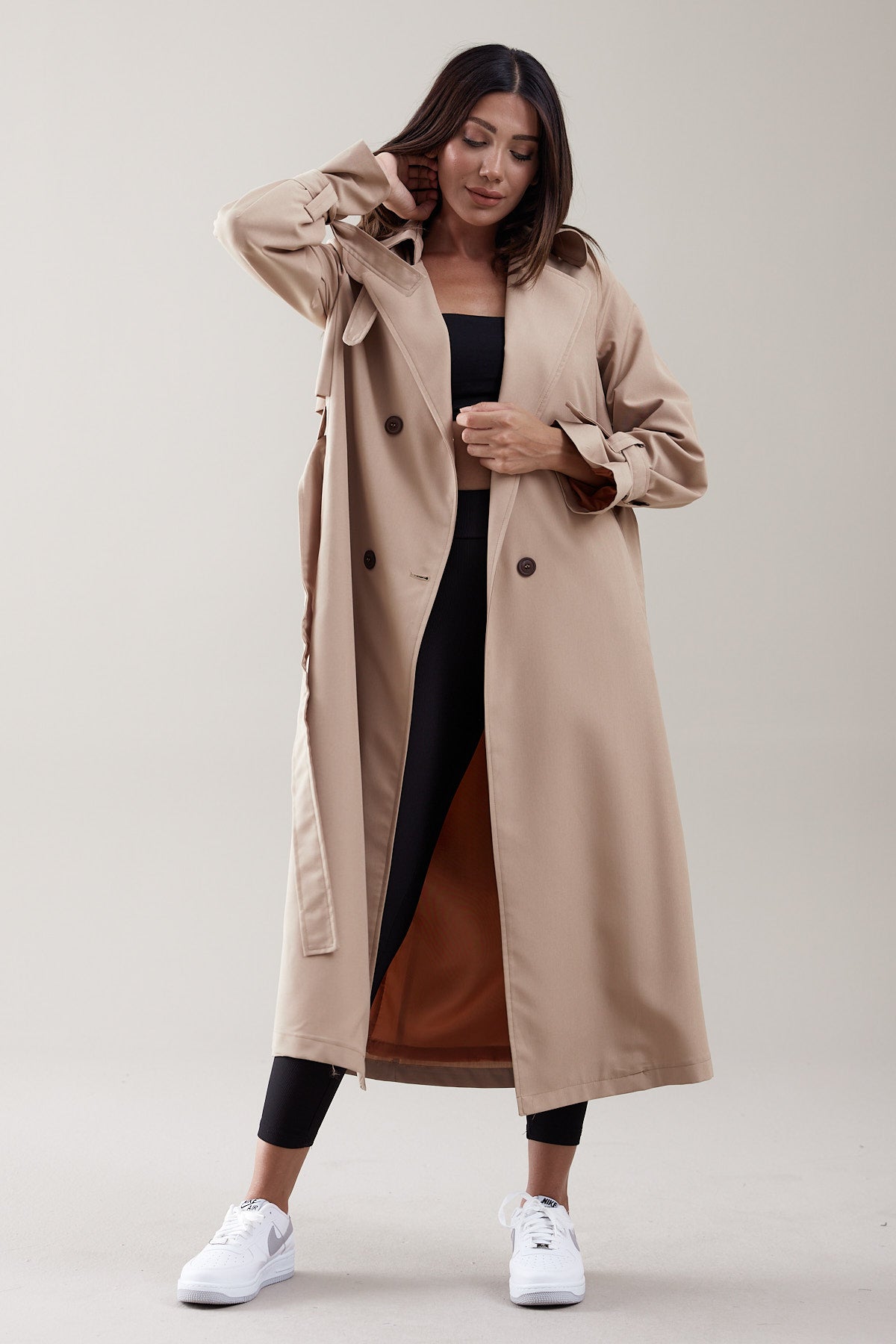 Trençkot Oversize Astarlı Geniş Kesim Parrot