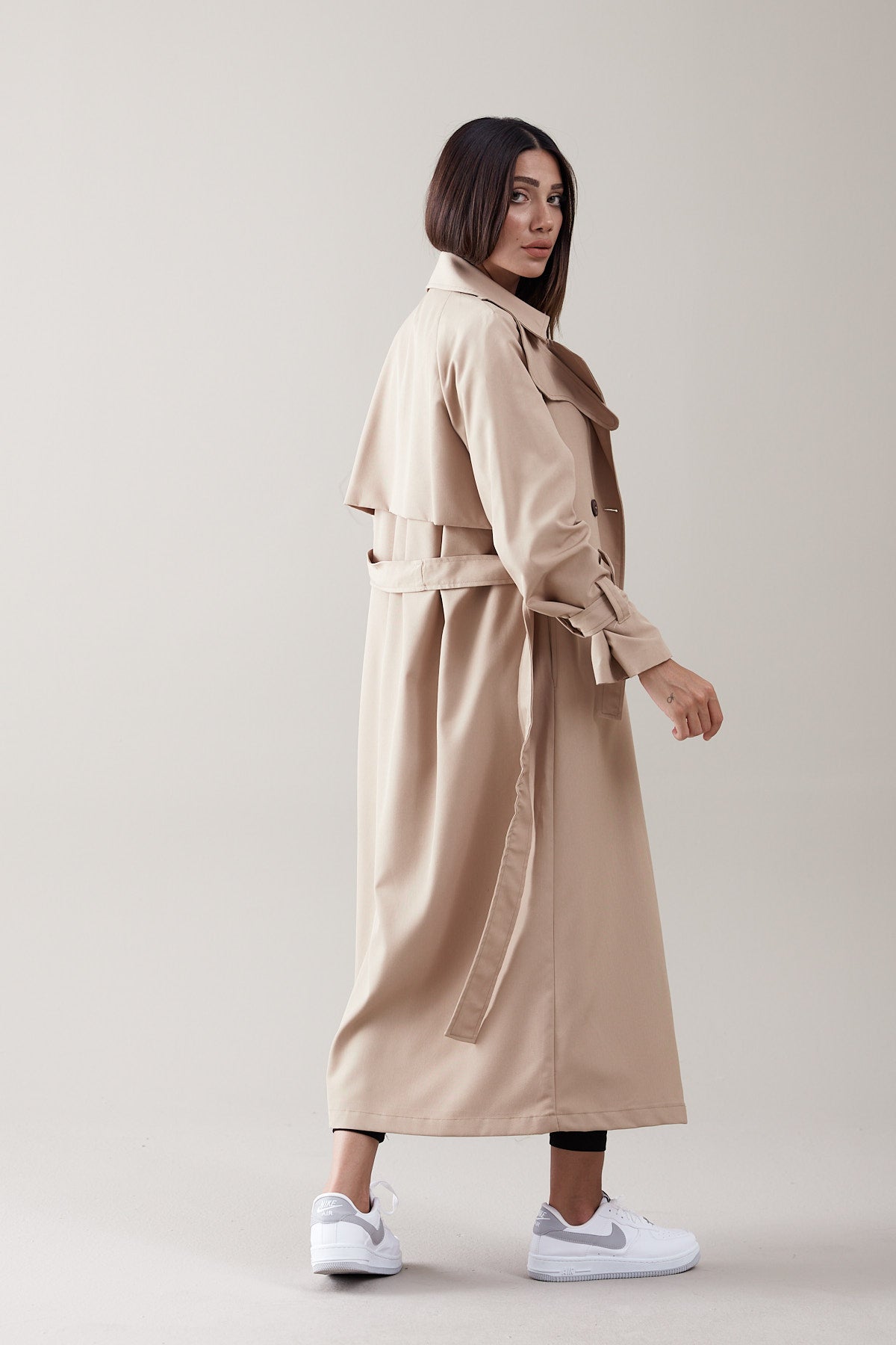 Trençkot Oversize Astarlı Geniş Kesim Parrot