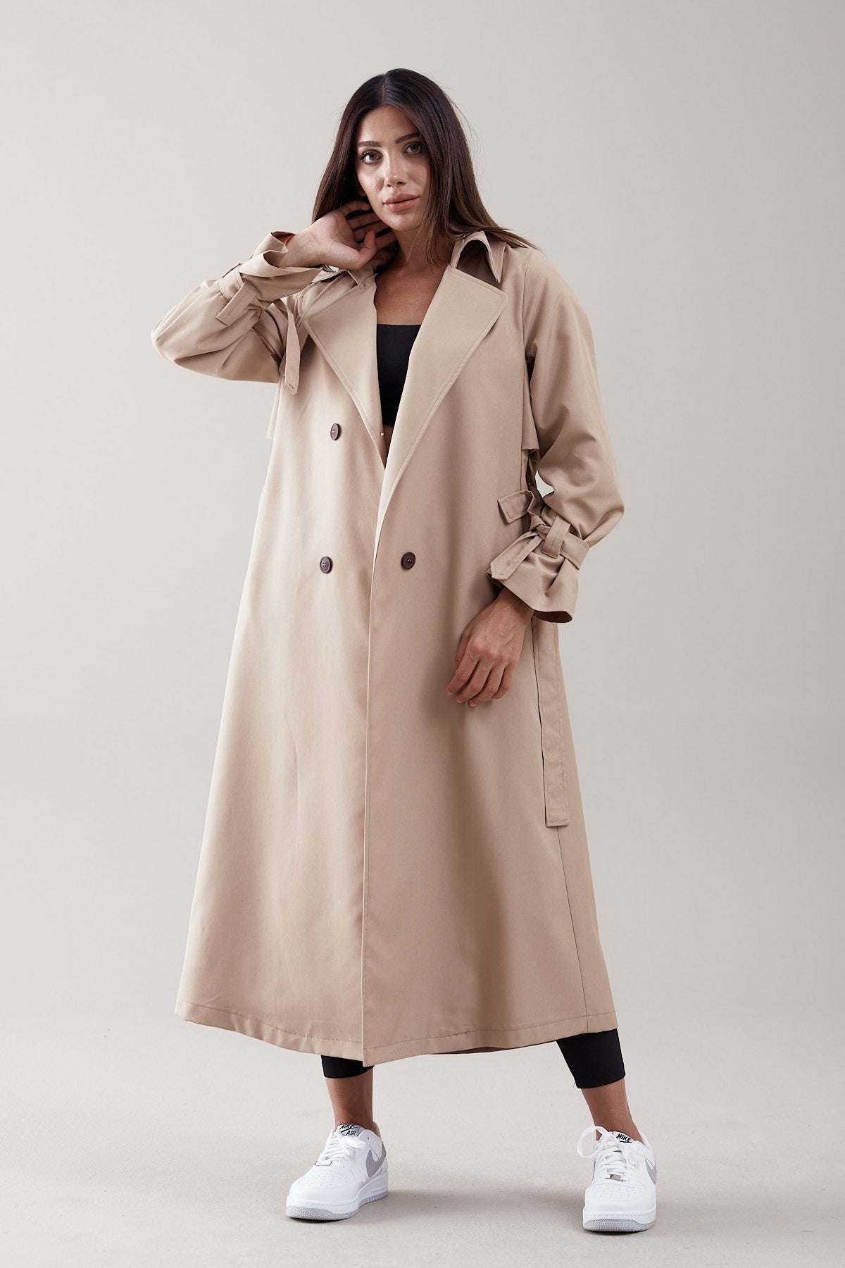 Trençkot Oversize Astarlı Geniş Kesim Parrot