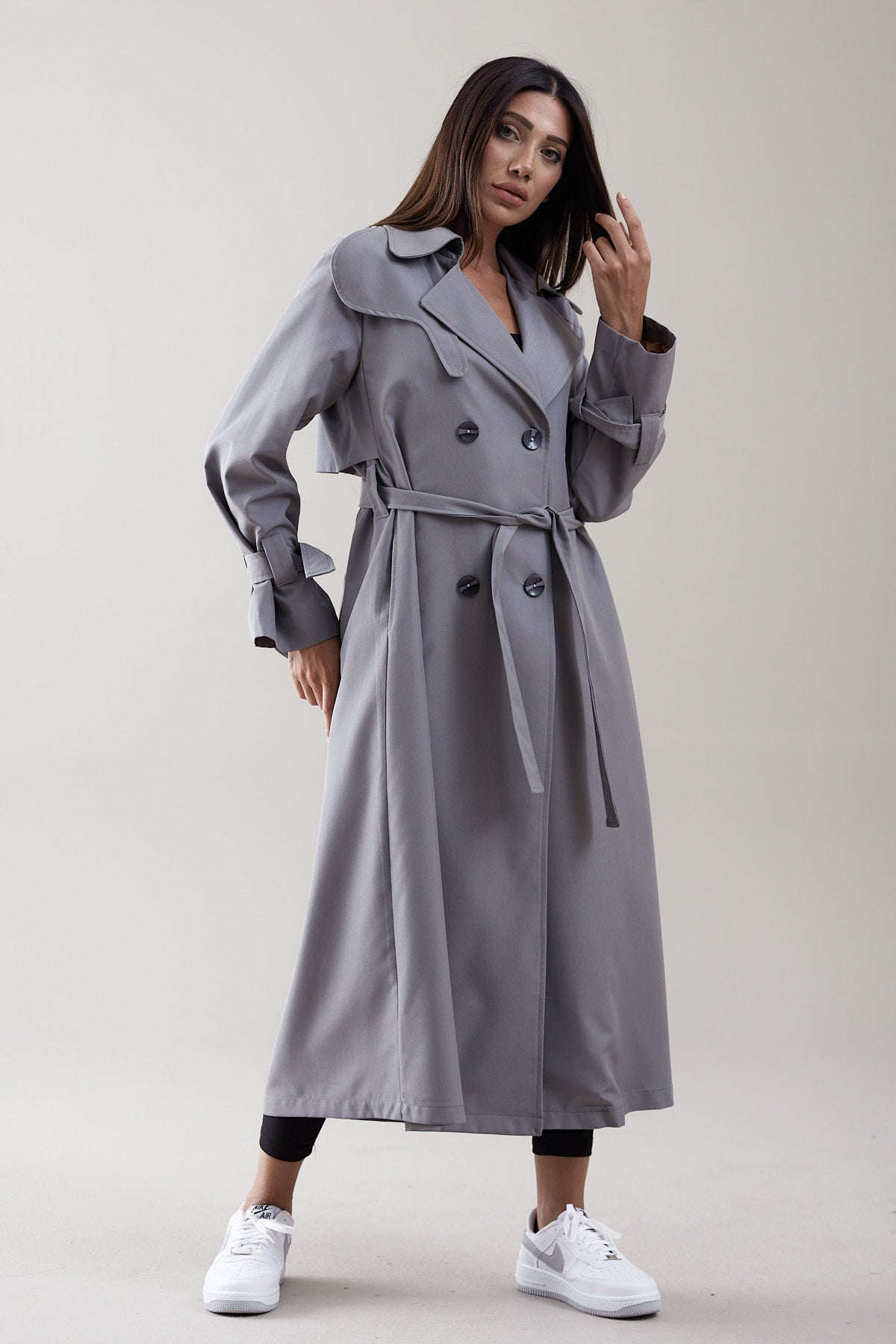 Trençkot Oversize Astarlı Geniş Kesim Parrot