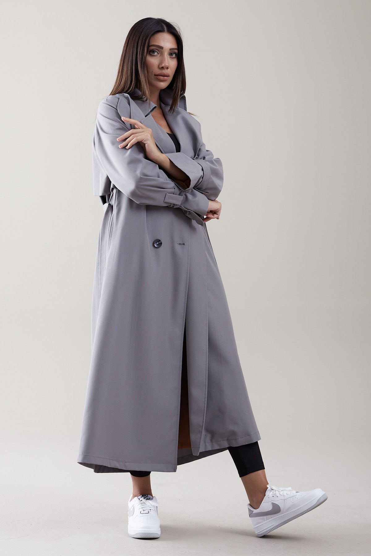 Trençkot Oversize Astarlı Geniş Kesim Parrot