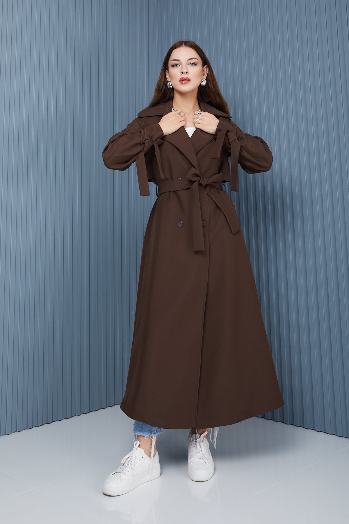 Trençkot Oversize Astarlı Geniş Kesim Parrot