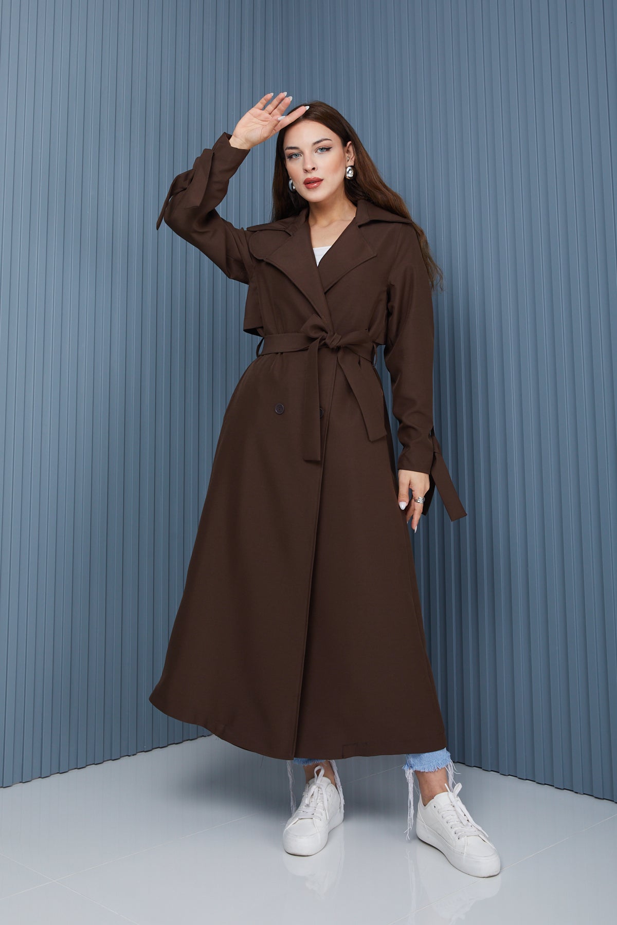 Trençkot Oversize Astarlı Geniş Kesim Parrot