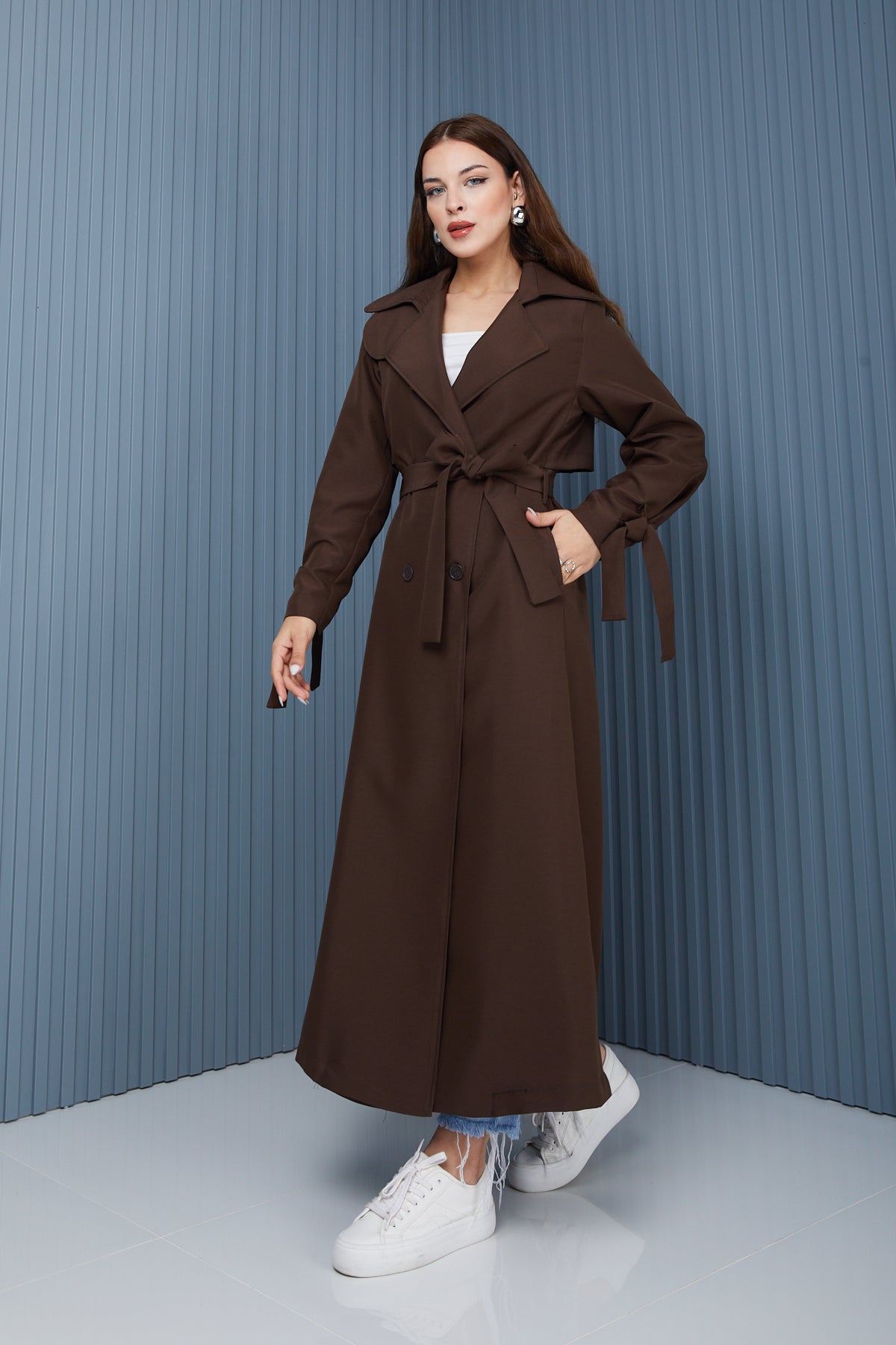 Trençkot Oversize Astarlı Geniş Kesim Parrot