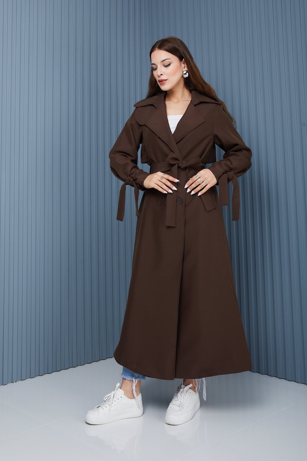 Trençkot Oversize Astarlı Geniş Kesim Parrot