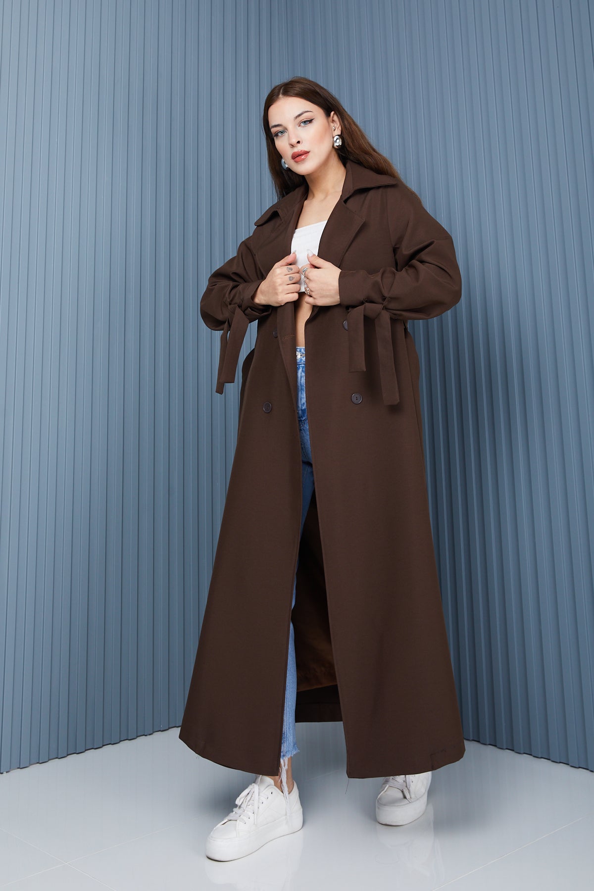 Trençkot Oversize Astarlı Geniş Kesim Parrot