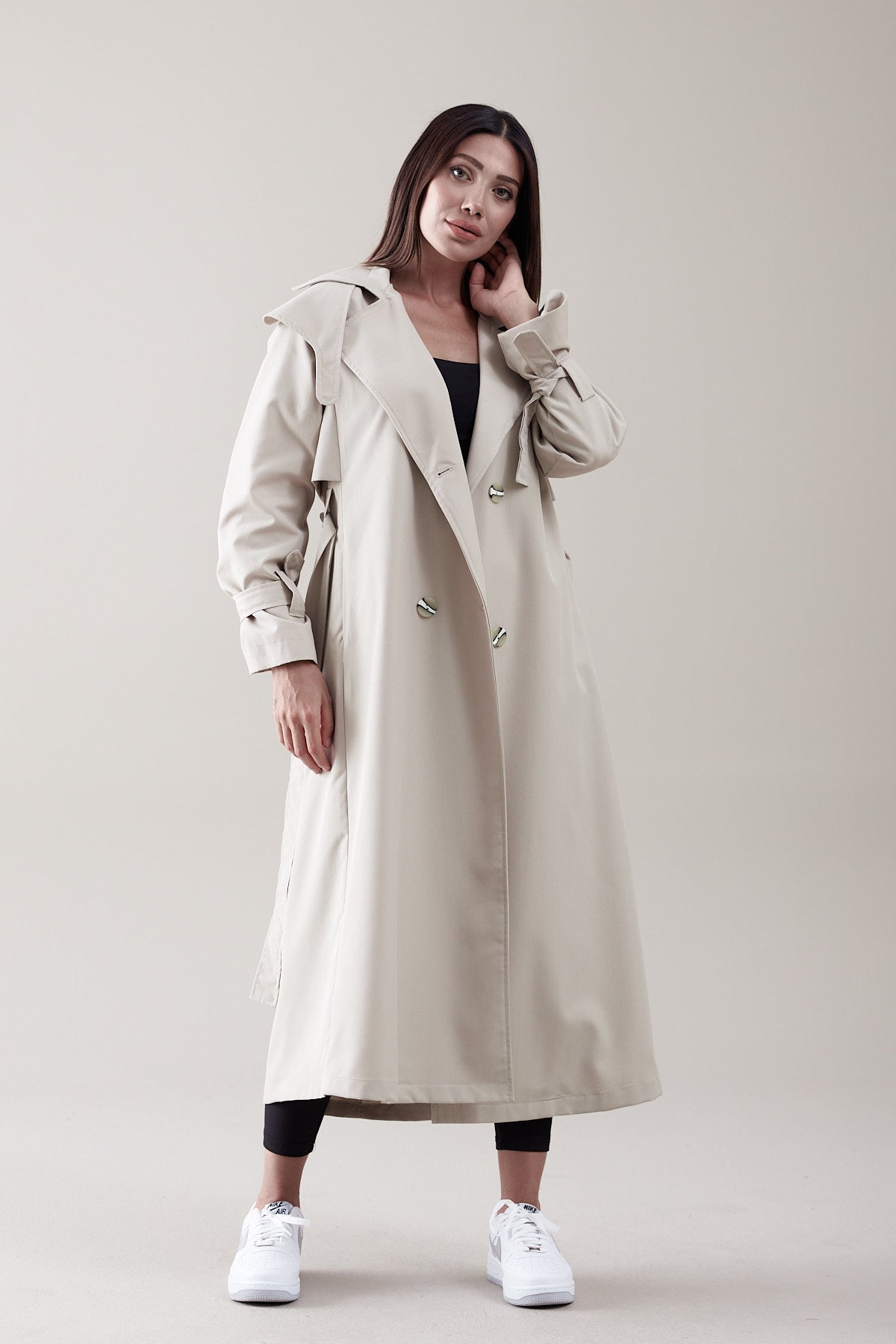 Trençkot Oversize Astarlı Geniş Kesim Parrot