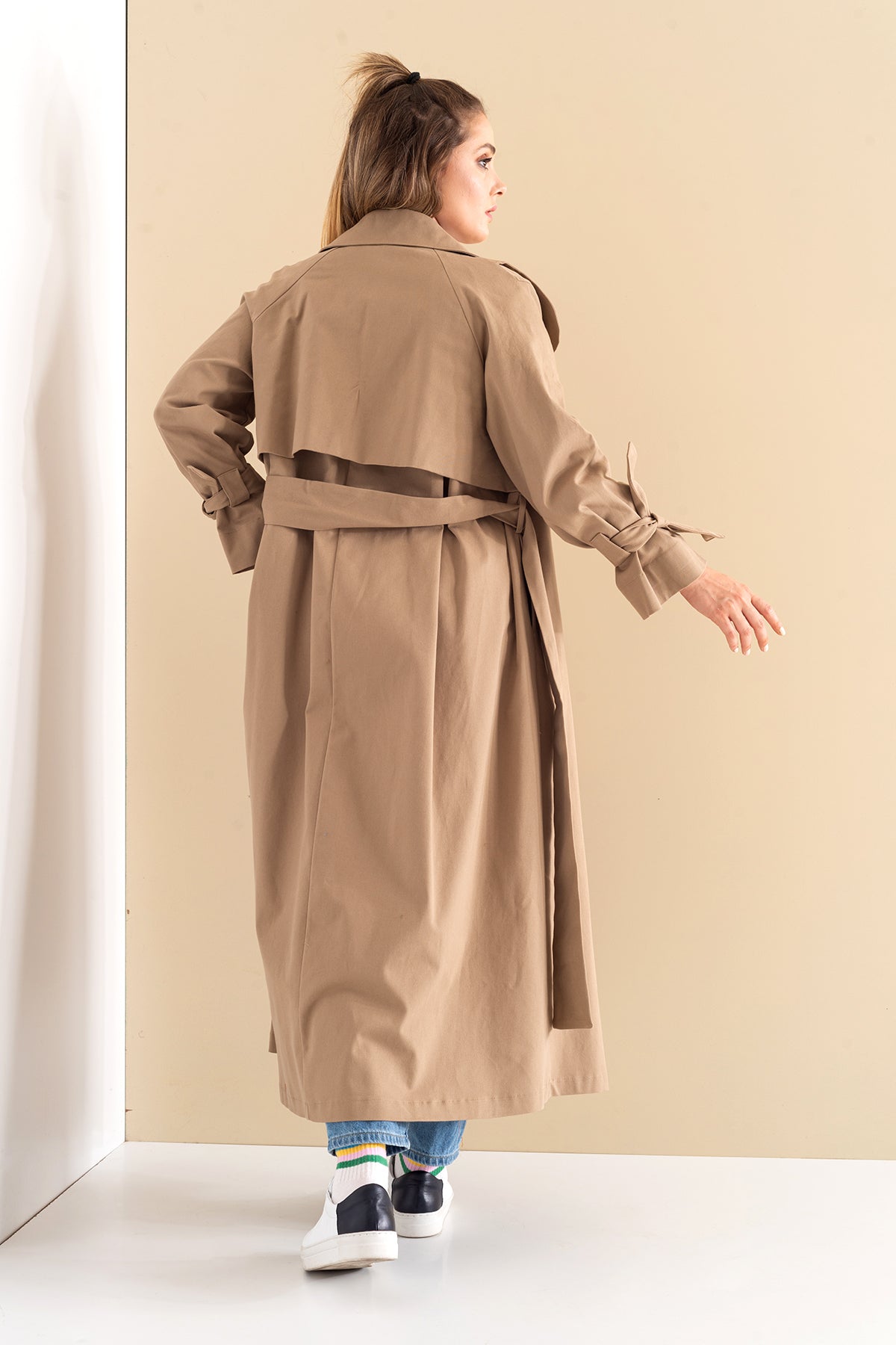 Trençkot Oversize Astarlı Geniş Kesim Parrot