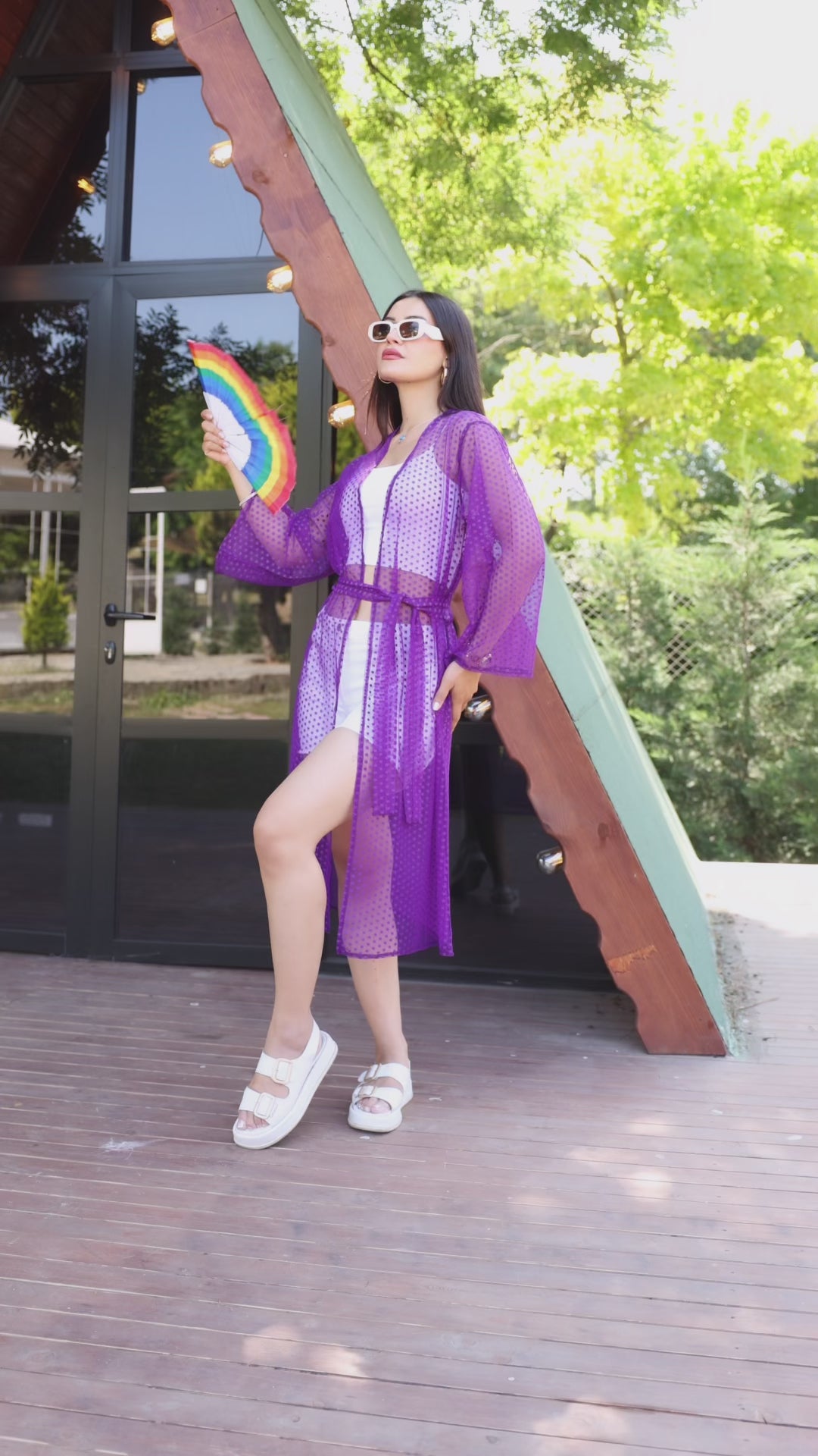 Puantiye Desenli Şeffaf Yazlık Kimono – Hafif, Şık ve Trend Tasarım