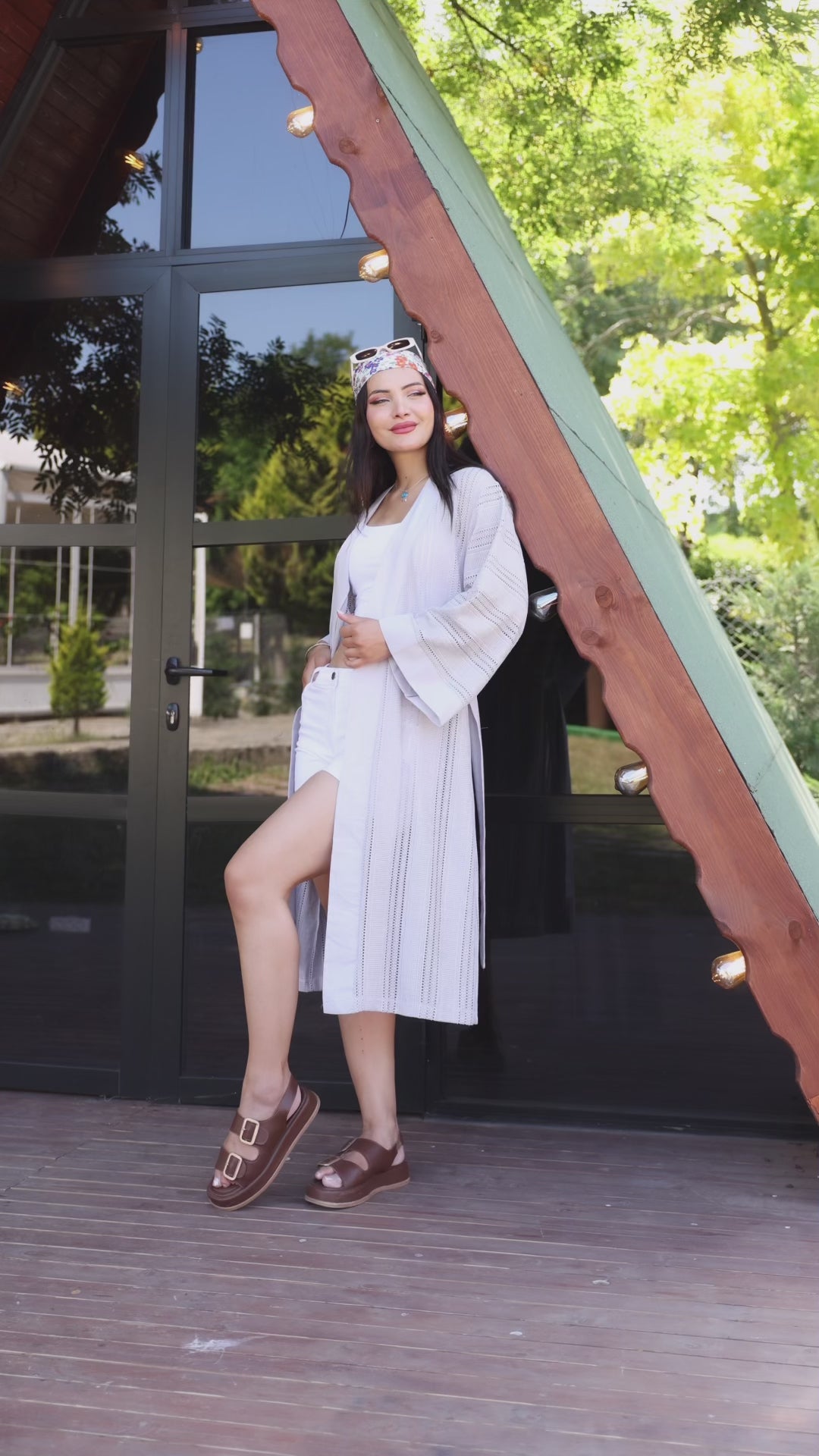 Desenli File & Dokuma Kimono – Standart Beden