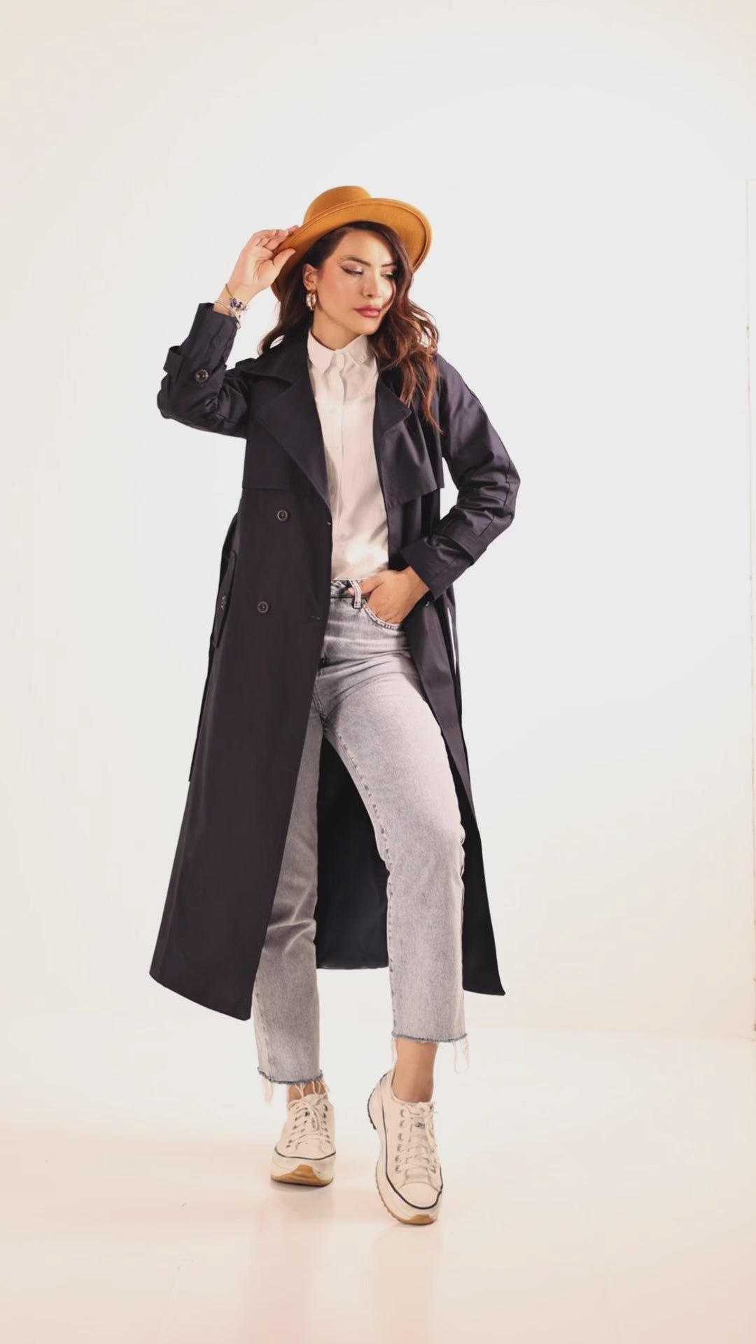 Trençkot Tasarım Oversize Astarlı Geniş Kesim Spring