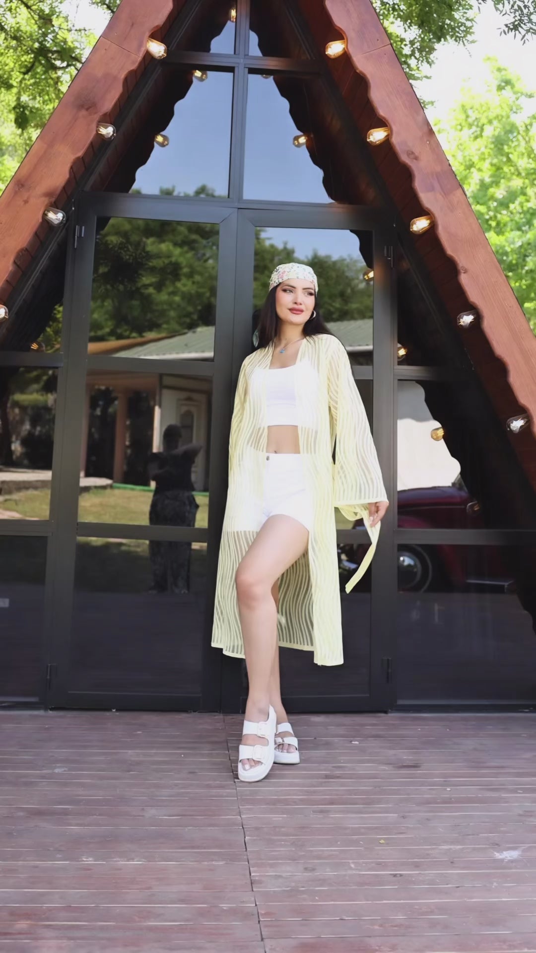 Desenli File & Dokuma Kimono – Standart Beden