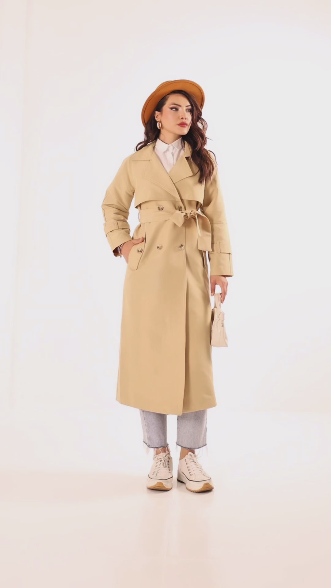 Trençkot Tasarım Oversize Astarlı Geniş Kesim Spring