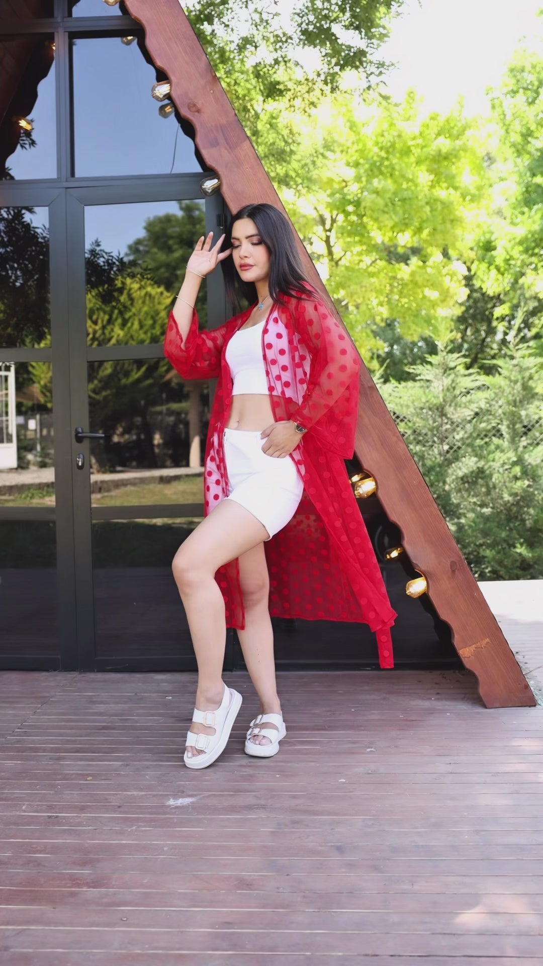 Puantiyeli Tül Kimono – Standart Beden
