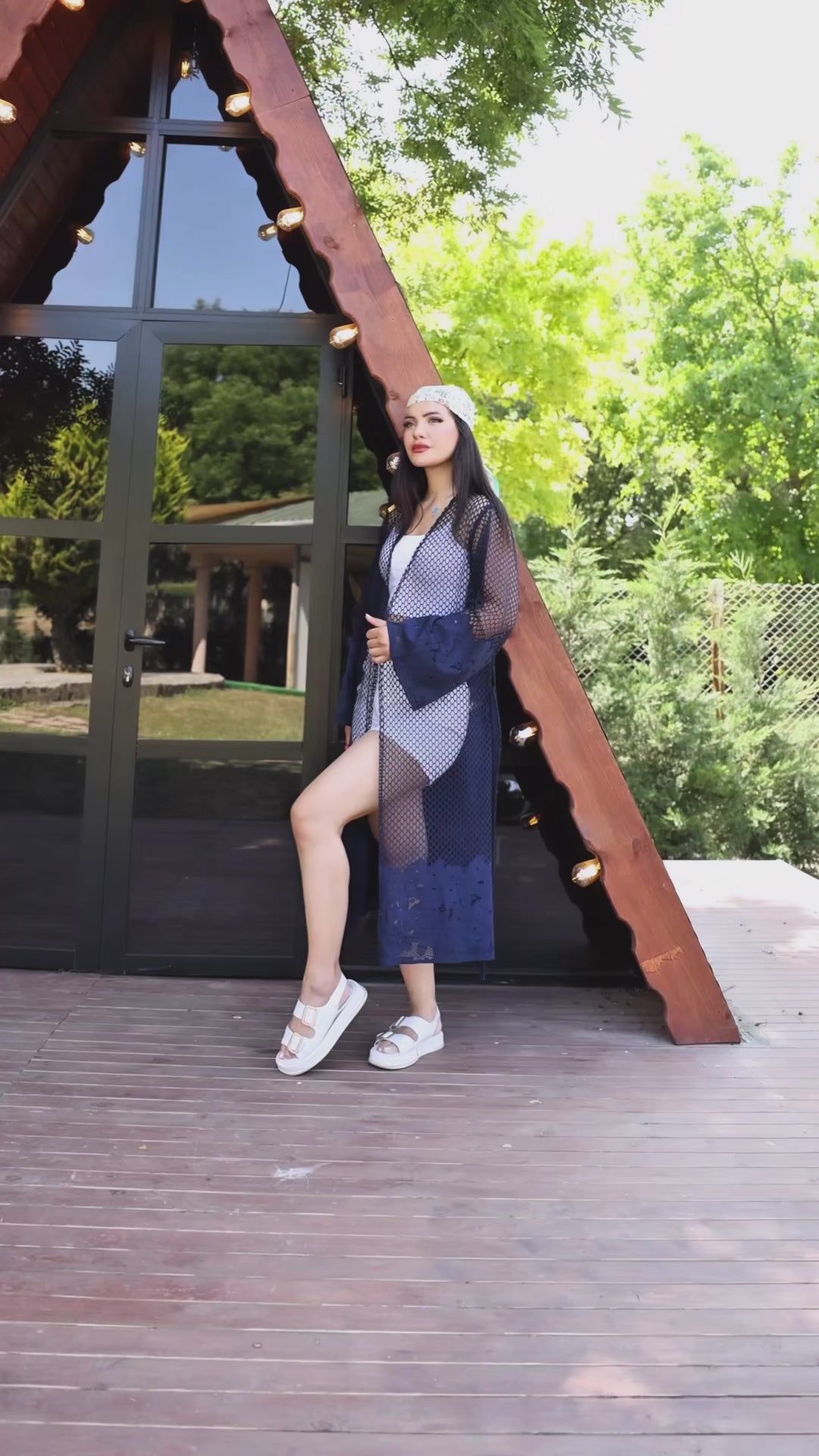 Desenli File & Dokuma Kimono – Standart Beden