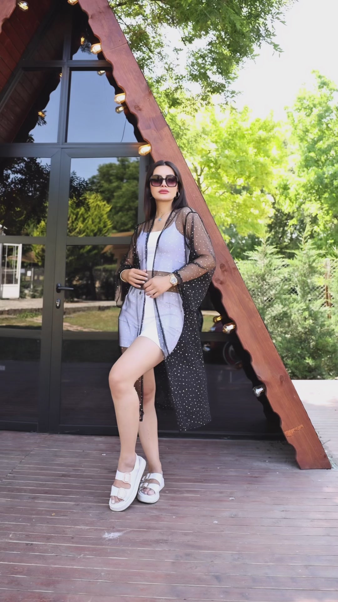 Şifon & Dantel Detaylı Kimono – Standart Beden