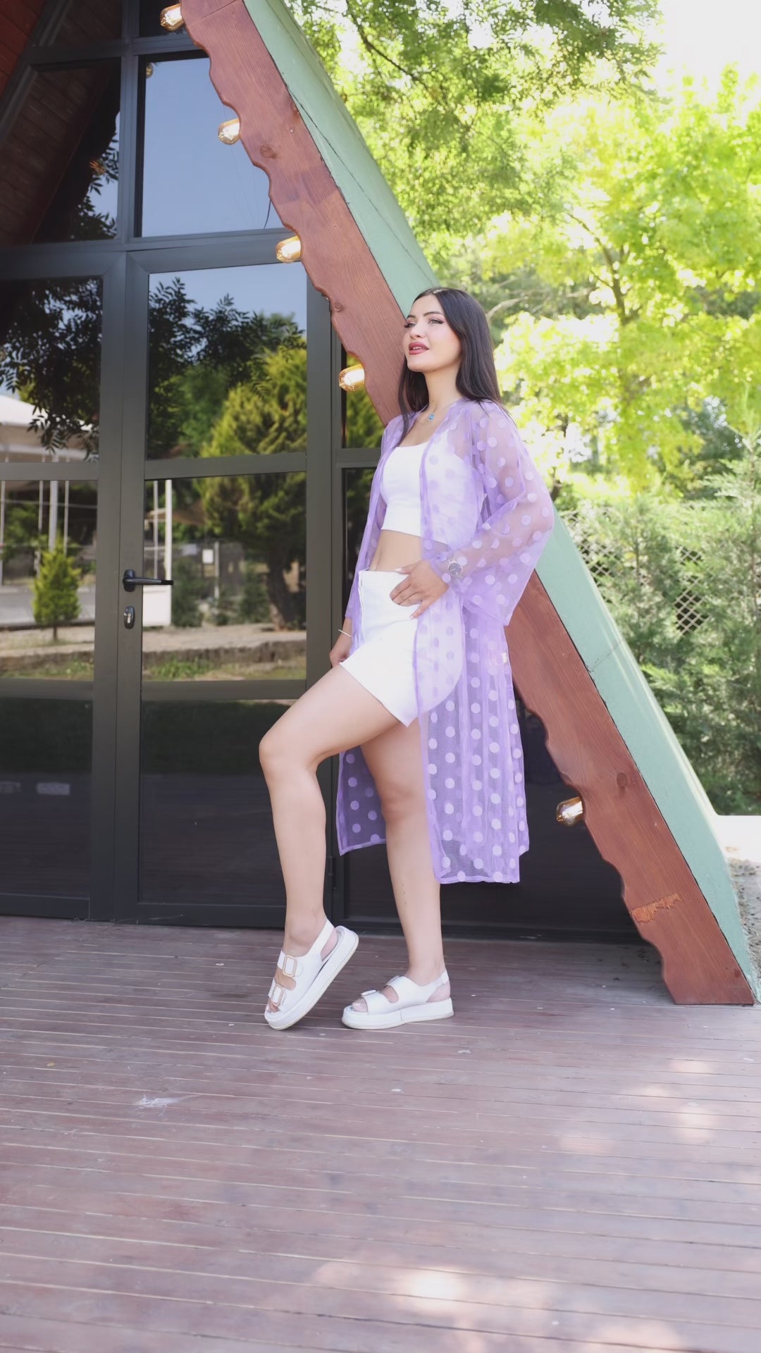 Puantiyeli Tül Kimono – Standart Beden