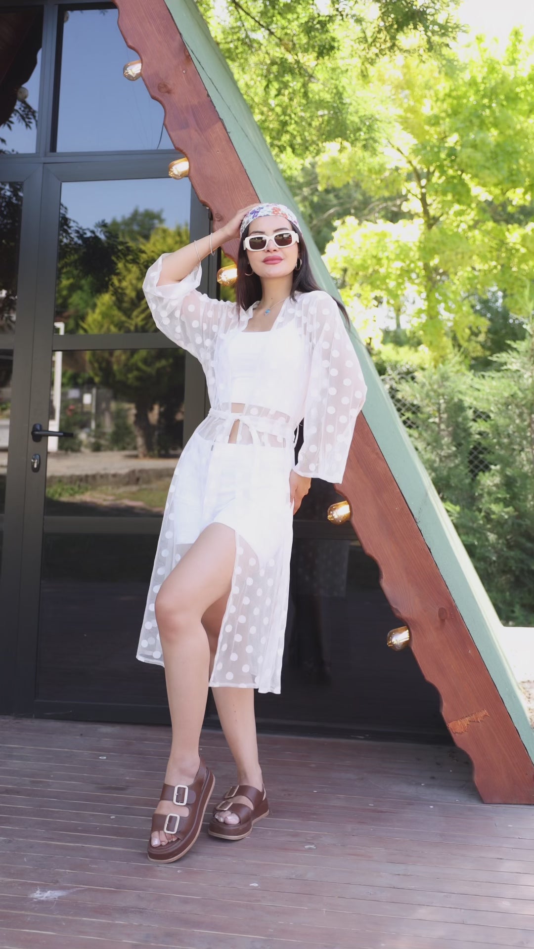 Puantiyeli Tül Kimono – Standart Beden
