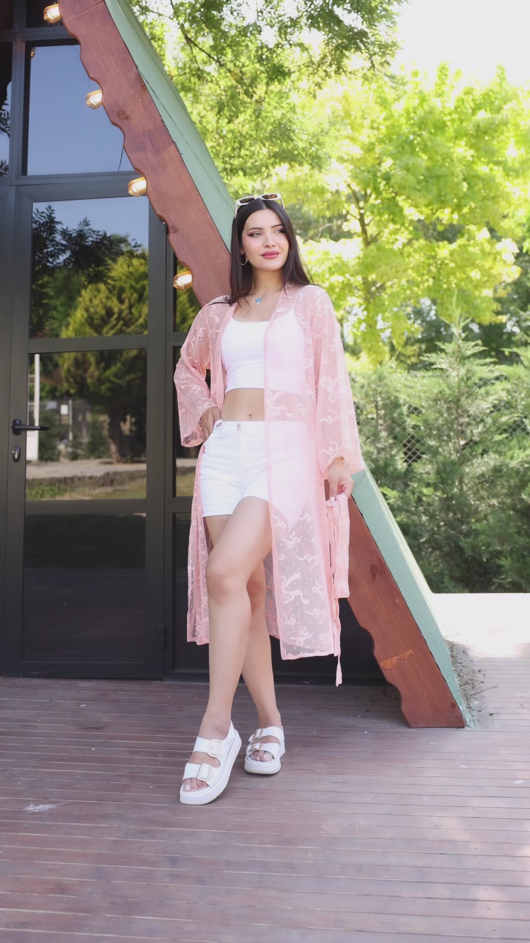 Şifon & Dantel Detaylı Kimono – Standart Beden