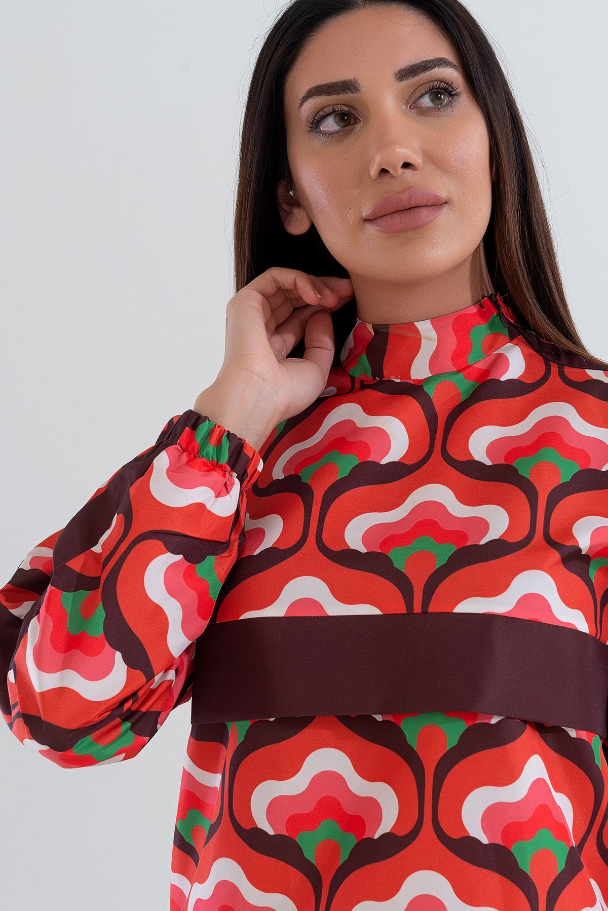 Desenli Tam Kapalı Tesettür Mayo Haşema