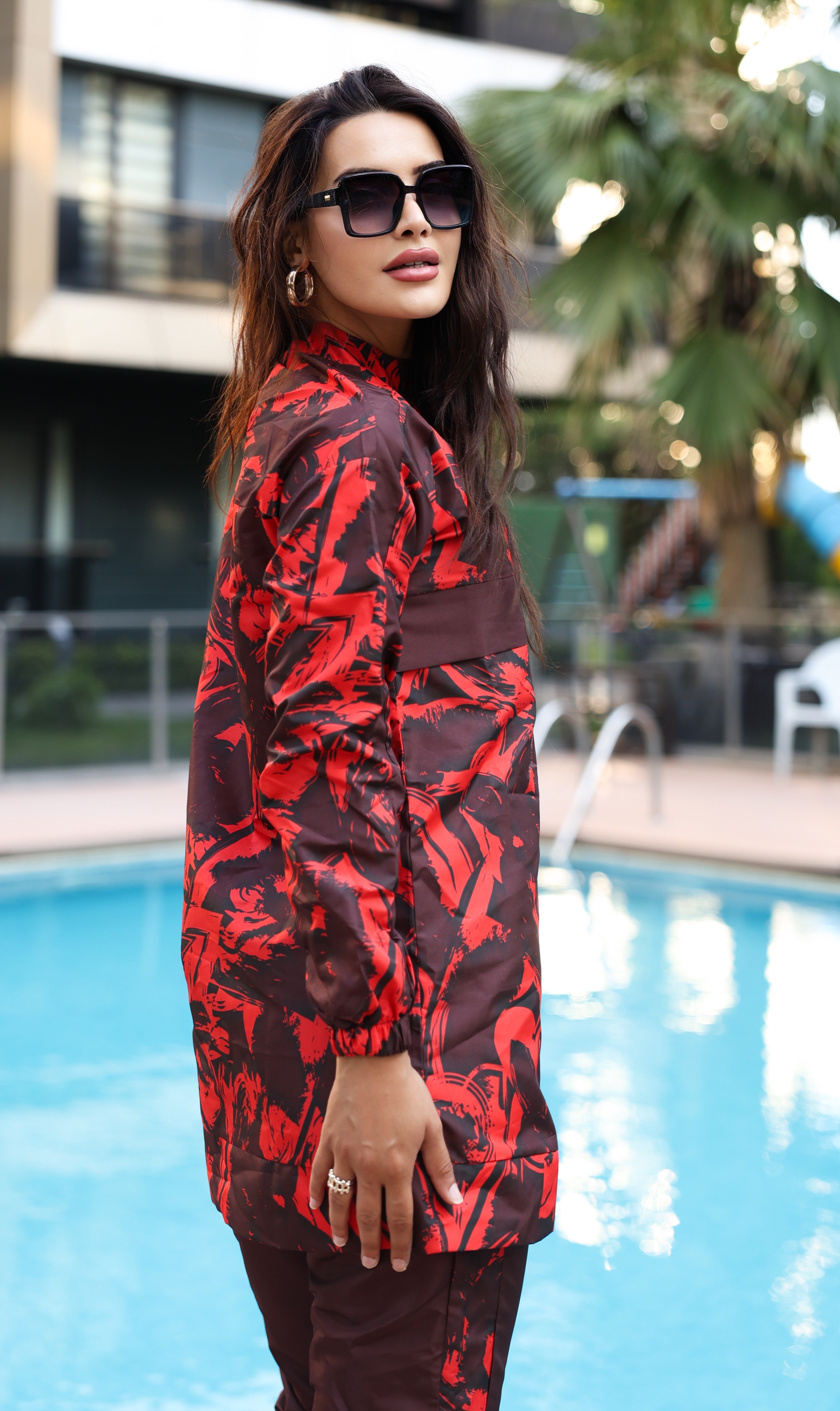 Desenli Tam Kapalı Tesettür Mayo