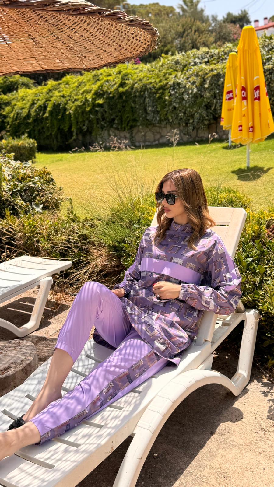 Etnik Desenli Tam Kapalı Tesettür Mayo Haşema