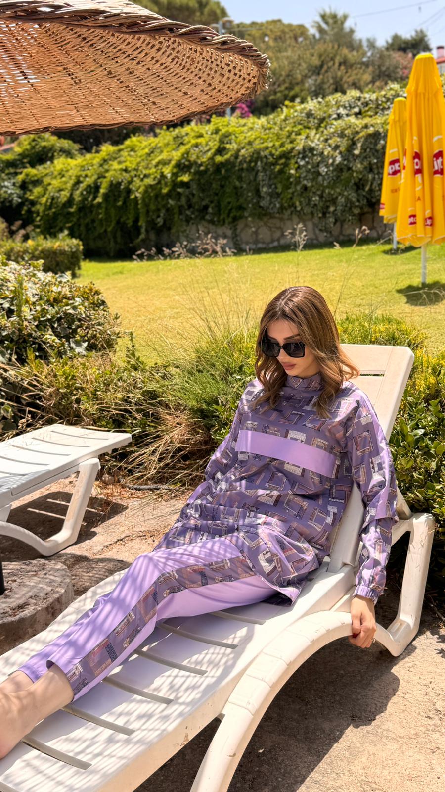 Etnik Desenli Tam Kapalı Tesettür Mayo Haşema